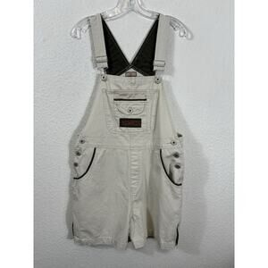 BUM Equipment Jeans Shortalls‎ Womens Size M Beige Cotton Shorts Vintage 90s Y2K